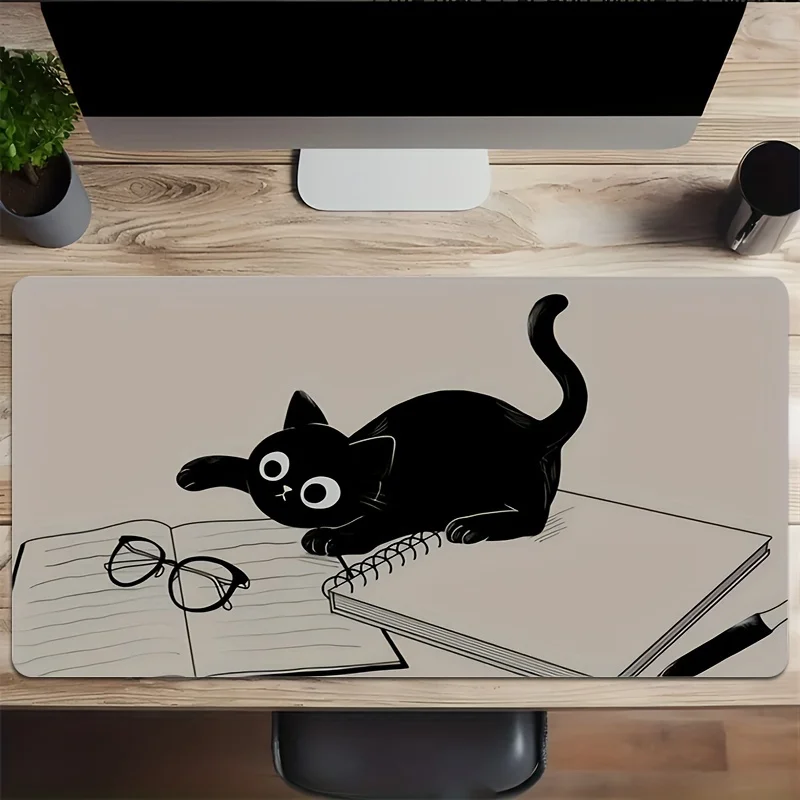 

Kawaii Black Cat иллюстрация коврик для мыши настольный коврик игровые коврики резиновые противоскользящие прочные аксессуары для ПК клавиатура коврики для мыши коврик