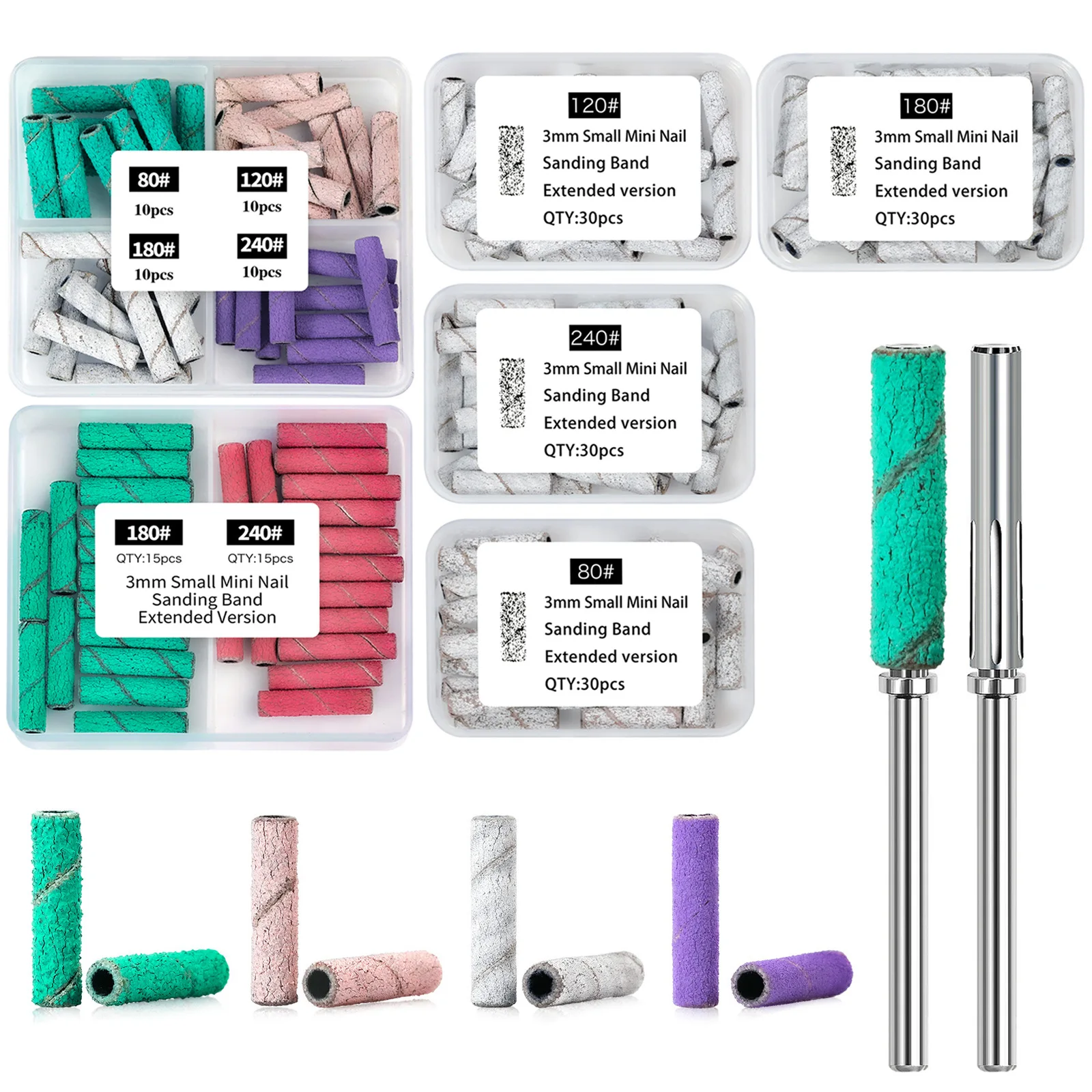 80 120 180 240 حصى 30/40 قطعة 3 مللي متر مسمار صغير الفن الموسعة الرملي العصابات مسمار لقمة ثقب لاستبدال مزيل هلام البولندية الأكريليك