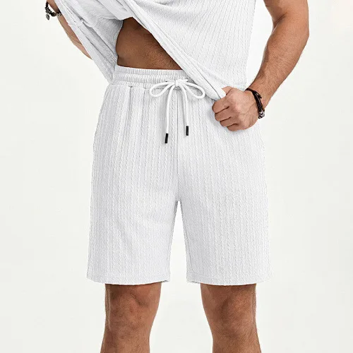 Cross-border European and American summer beach men's casual elastic casual loose breathable jacquard heavy sports shorts spot