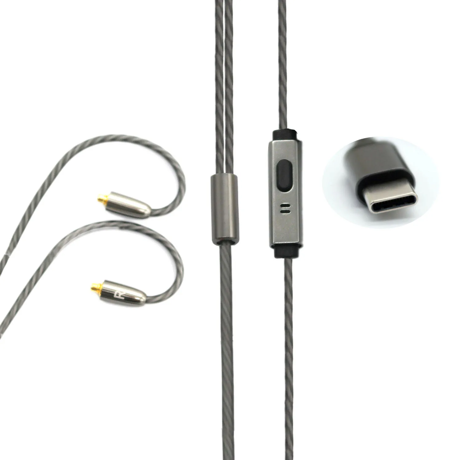 MMCX Replacement Headphone Cable TYPE-C Audio Cable with Volume Control HiFi Earphone Line for Shure SE215 SE315 SE535 SE846