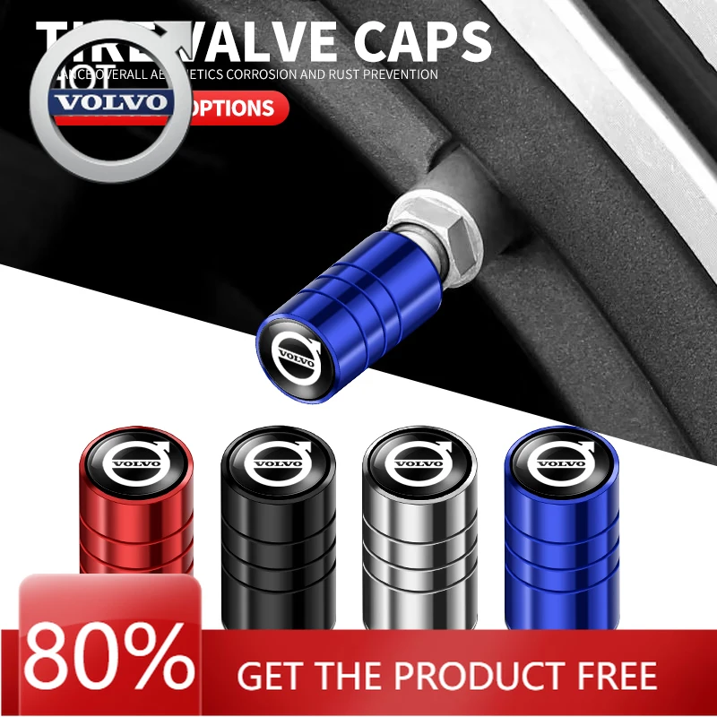 

Эмблемы 2026 Новые для Volvo 4 шт./компл. колпачки клапанов автомобильных колес, металлическая крышка штока для Volvo XC90 S60 V40 XC60 S80 S40 V50 S90 T6 V6