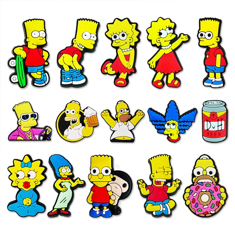 Bestseller Cartoon Wacky Simpson Anime-Serie PVC-Schuhzubehör DIY Abnehmbare Wasserdichte Kreative Lustige Geschenke – Detail 12