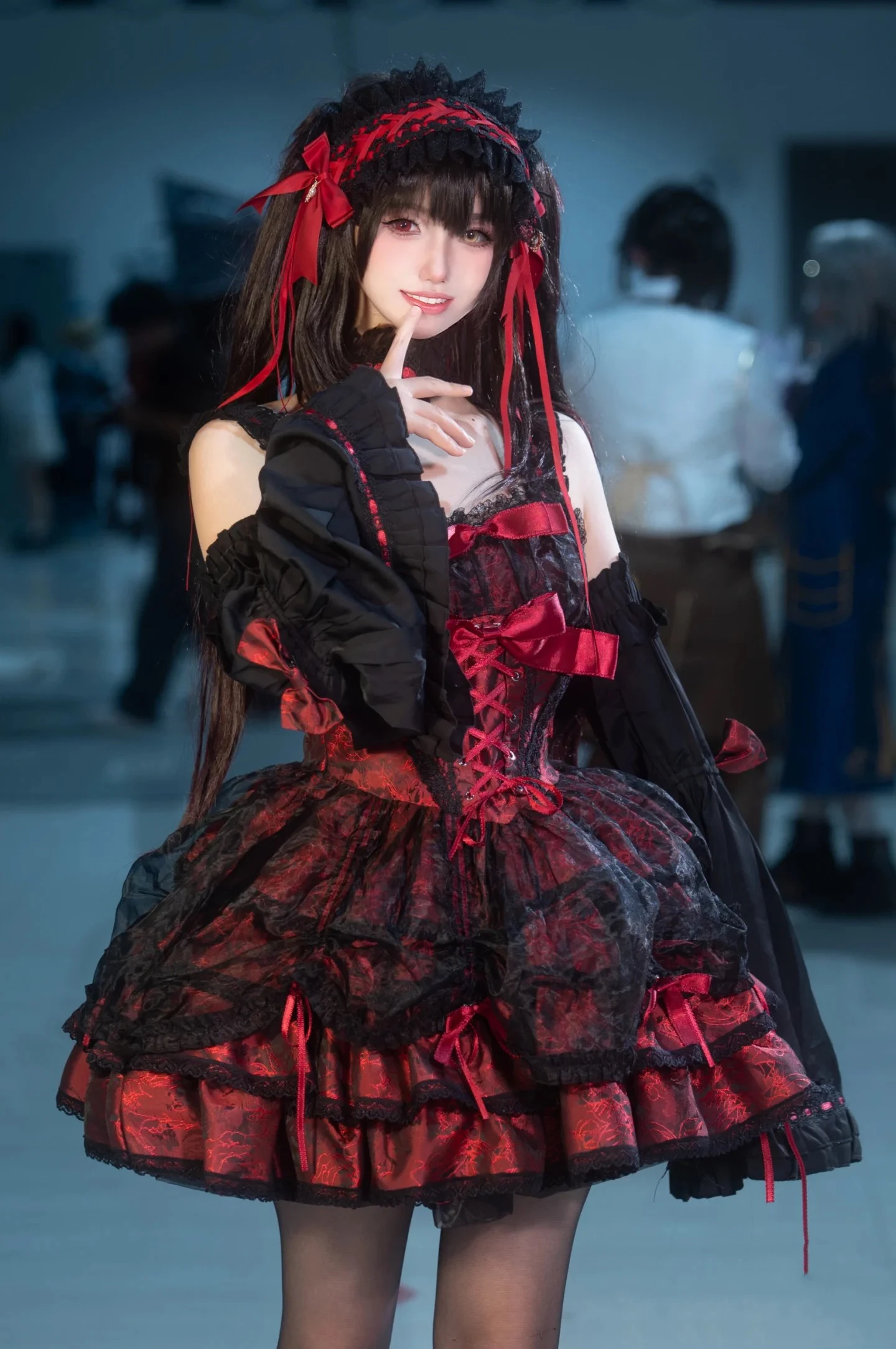 Dark Gothic Lolita JSK Black Red Camisole Dress Subculture Y2K E