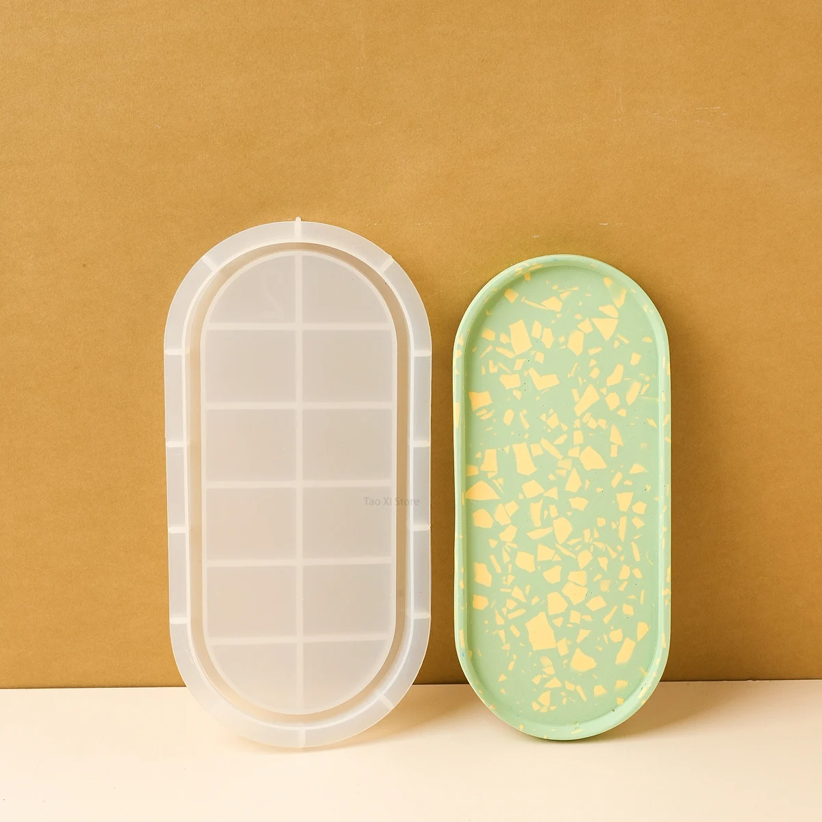 Concrete Oval Tray Silicone Mold DIY Coaster Crafts Making Plaster Resin Jewelry Storage Plate Casting Molds Home Deco Vase Base view 5