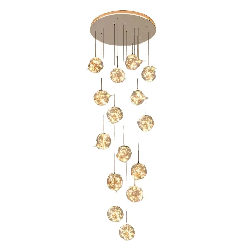 

Modern simple duplex staircase, chandelier, stair length chandelier loft duplex villa, stairwell chandelier