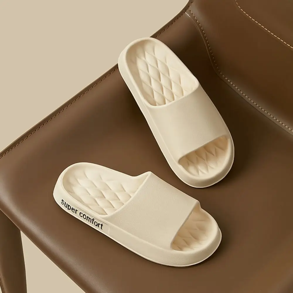 

Удобные однотонные толстые тапочки на платформе, простые пляжные тапочки на мягкой подошве, женская нескользящая домашняя обувь, сандалии-шлепанцы для ванной комнаты
