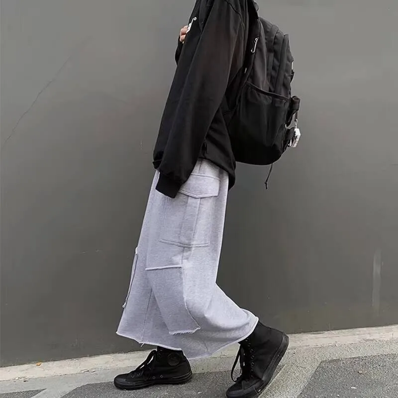 

Pants And New Spring Autumn Men's Leg Straight Style Personality Overalls Big Pocket Decoration Leisure Loose Large Pants
