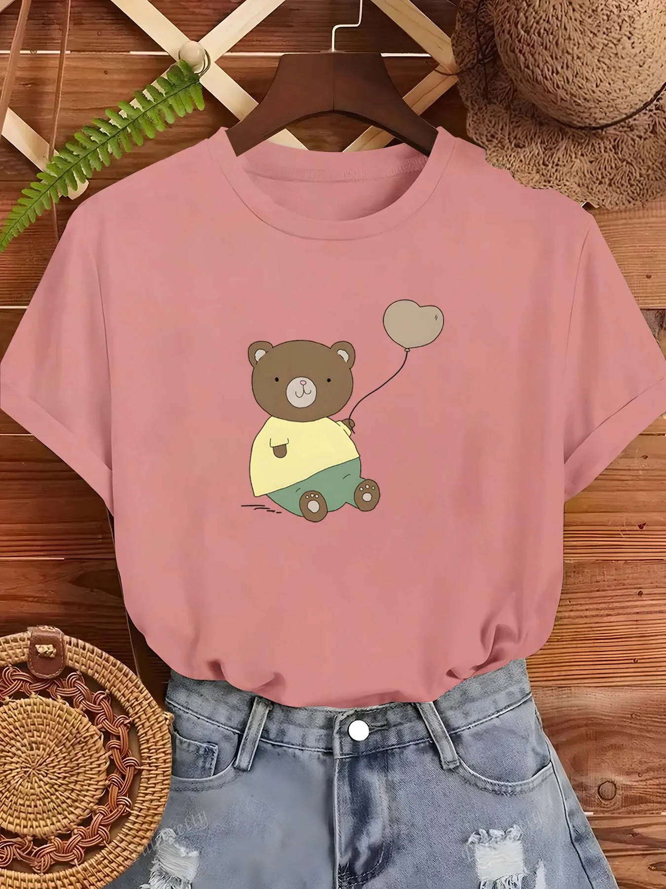 

Воздушный шар с милым медведем и сердцем больших размеров — нежная модная одежда в стиле сладкого очарования