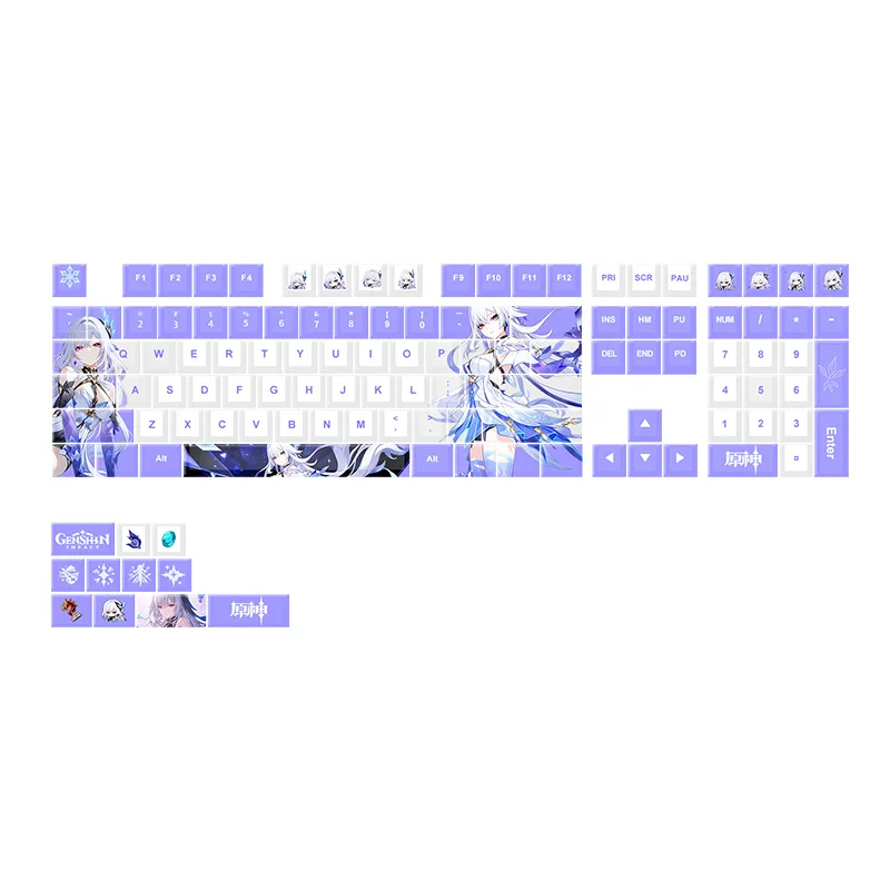 

Genshin Impact Skirk Customized 108 Key PBT Mechanical Keyboard Keycap anime Tongren Peripheral Keycap