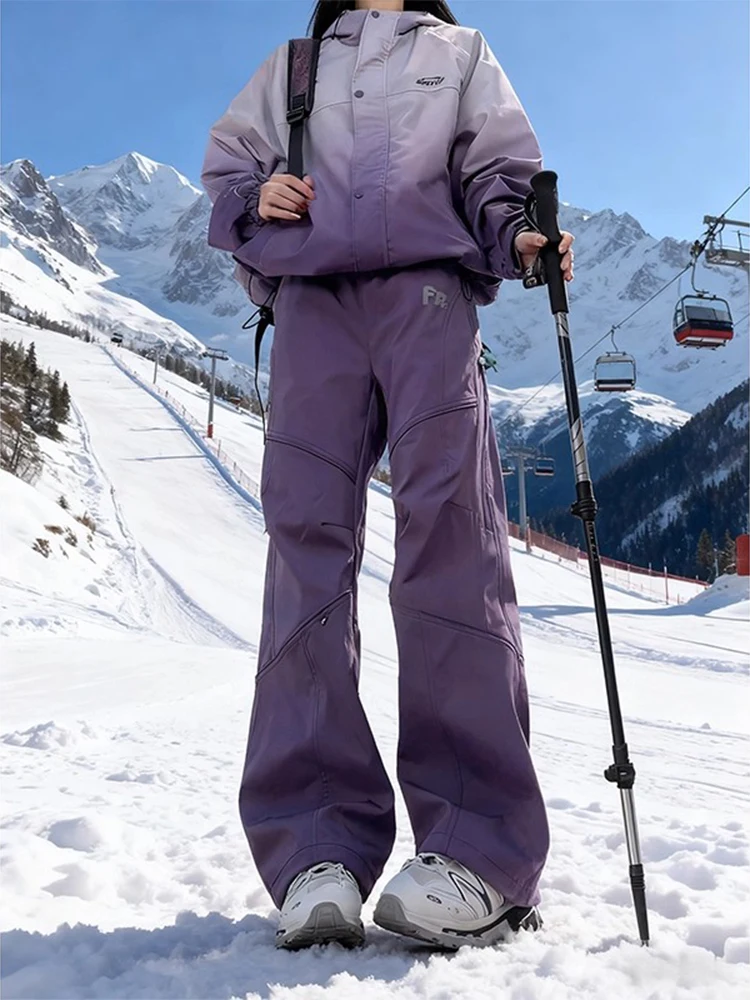 

Harbin Northeast Men's Thiened Fce Ski Pants Windproof Waterproof Cold Resistant Workwear Trousers Cargo Pants Straight Leg