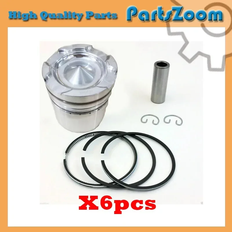 6pcs Piston & Piston Ring 3048808 For Cummins NTA855 Engine 139.7MM