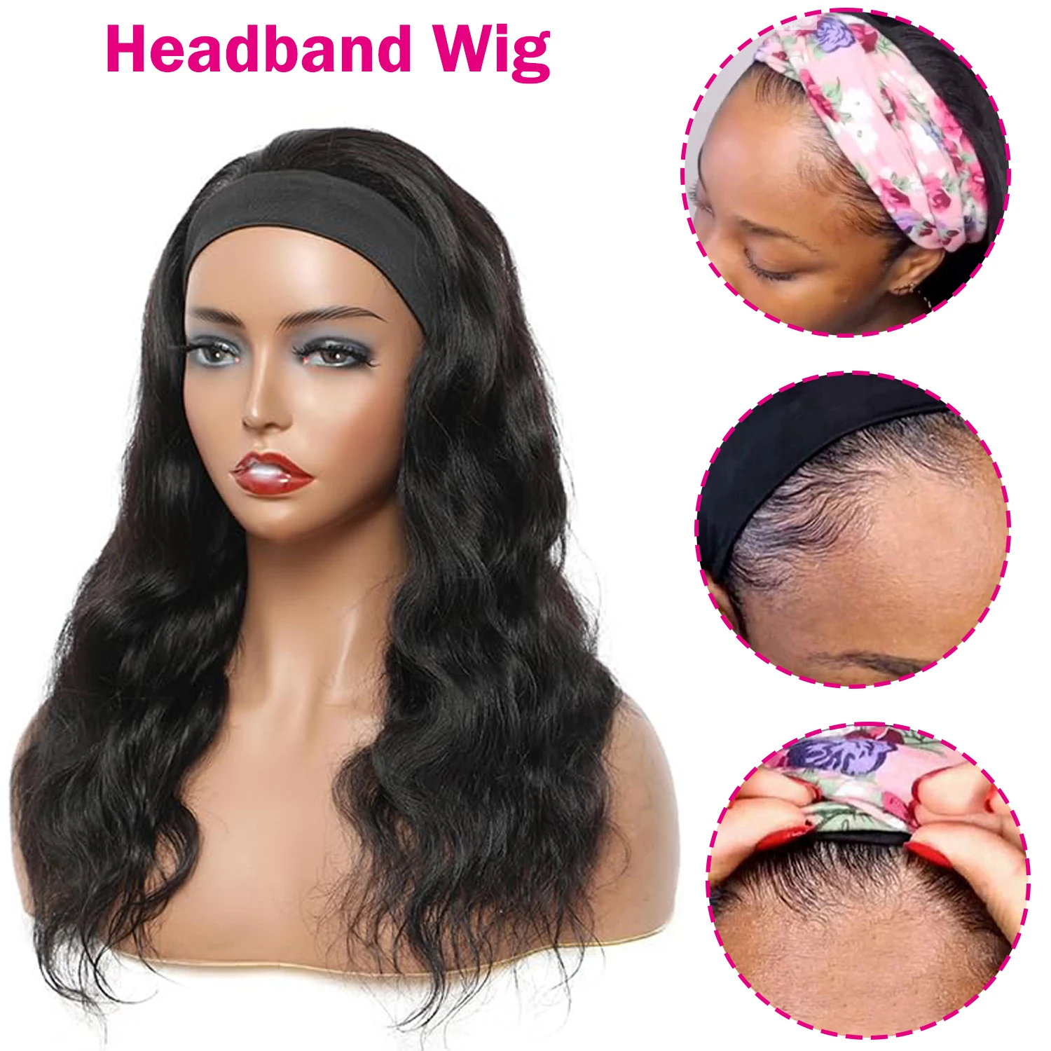 Parrucche per capelli Parrucca per capelli umani Parrucca per capelli umani dell'onda del corpo Colore naturale Remy Parrucche complete fatte a macchina Parrucche di densità 180% per le donne