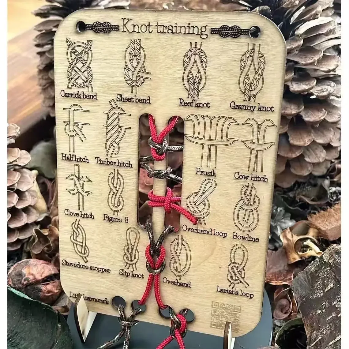 1 Set Trainingsbrett mit Seil, Knotenbindungs-Set, Lernset zum Binden von Knoten, Knotenbindungs-Übungsbrett-Set für Erwachsene, für den Außenbereich – Detail 6