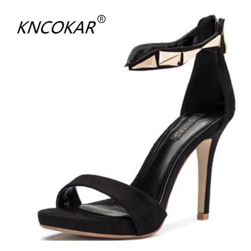 KNCOKARDe nieuwe peep-toe sandalen in zwarte stijl met hoge hakken en sexy hakken met een waterdicht platform voor stijlvolle dames