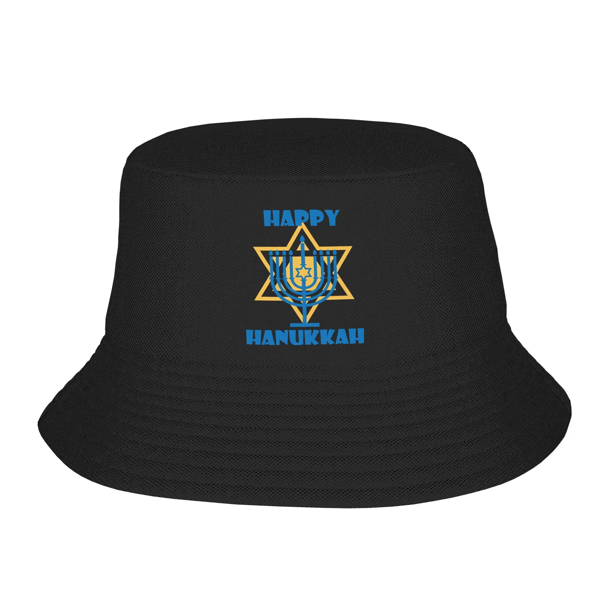 Happy Hanukkah Star of David Bucket Hat Summer Travel Headwear Accessories  Fishing Caps for Teen Boonie Hat Lightweight