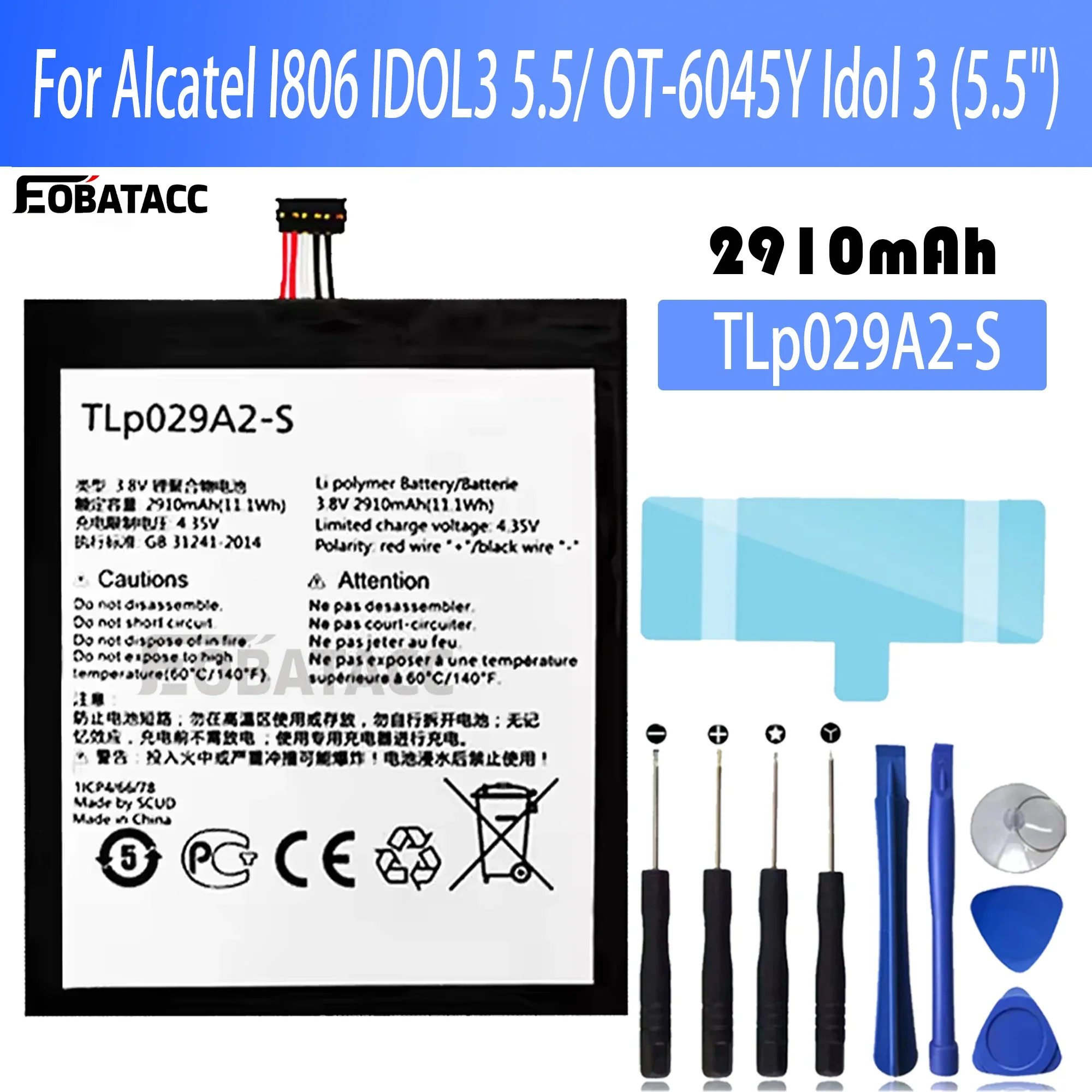 

100% New Original Battery TLP029A2-S For Alcatel OT-6045Y Idol 3 Battery + Free Tools