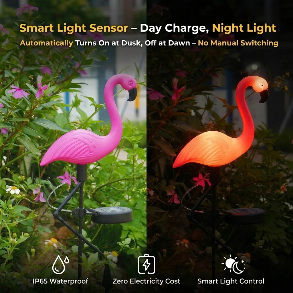 Solar Flamingo Garden Lights LED IP65 Waterproof Outdoor Pathway Lawn Decoration Lights