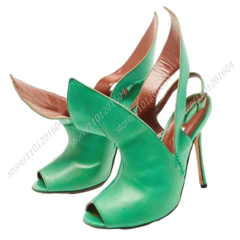 Grüne Blume Lange Lederband Wicklung Design Heels Peep Toe Stiletto Sandalen Frauen Casual Offene Ferse Versuchen Sommer Schuhe Nettes Mädchen