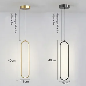 Modern Minimalista LED Pendant Light, Lustre Lustre Chandelier para Quarto, Restaurante, Sala de estar, Lâmpadas suspensas douradas, Decoração Home Interior 10 principais vendas lustres pendentes dourados - №4