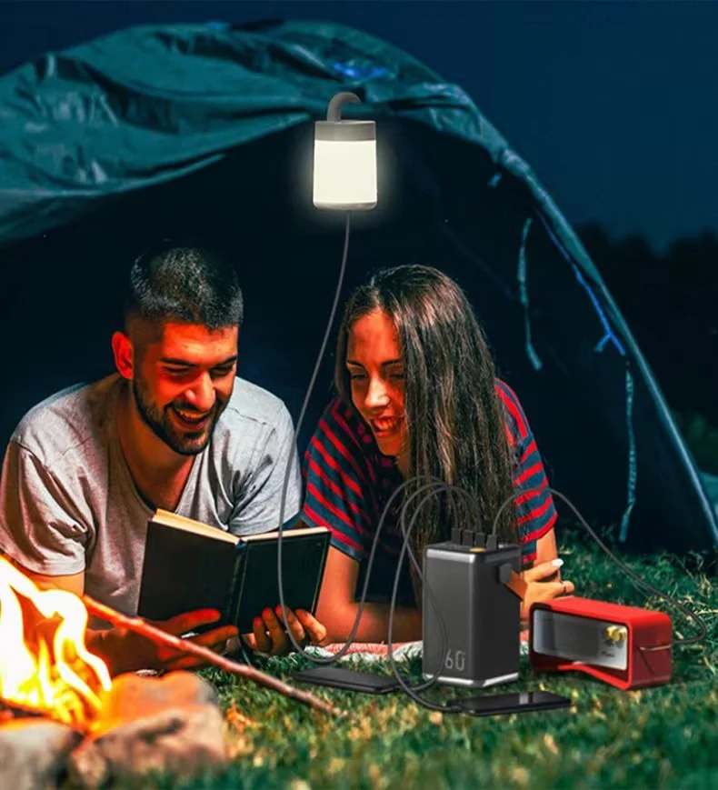 ที่ชาร์จกลางแจ้งในบ้านเร็วสำหรับแล็ปท็อป60,000mAh แบตสำรองมือถือความจุสูง60W