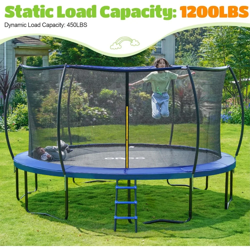 Trampolin kapasitas dengan ring basket Sprinkler air Spiral pasak tanah halaman luar trampolin untuk anak-anak dewasa