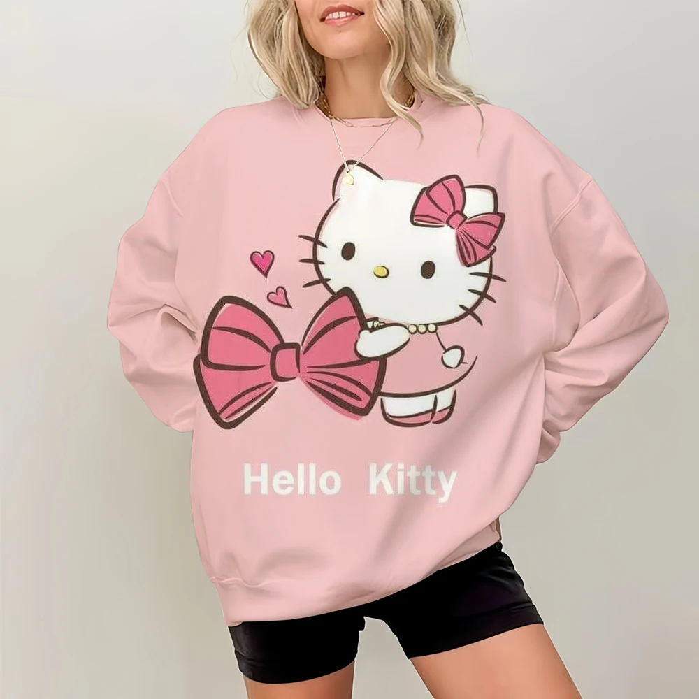 Lässiger Kapuzenpullover mit Hello Kitty-Aufdruck für Damen, kreativer Kapuzenpullover, All-Match-Straßenkleidung, Unisex-Pullover für Damen ﻿