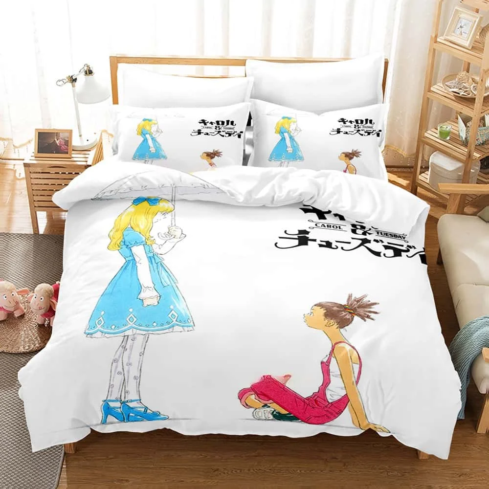 

Fashion 3D Print Anime Carole Tuesday Bedding Set Single Twin Full Queen King Size Bed Set Adult Kid Bedroom Duvet Cover Sets