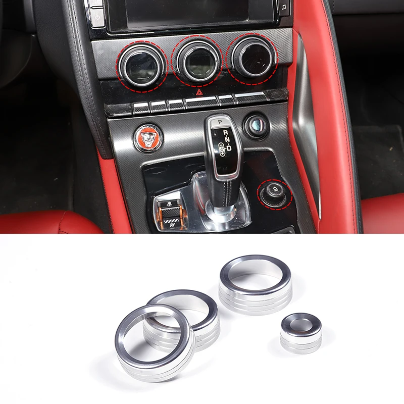 Car Volume Control Knob Cover Aluminium Alloy Air Condition Knob Decor Ring Car Accessories For Jaguar F-TYPE X152 2013-2026