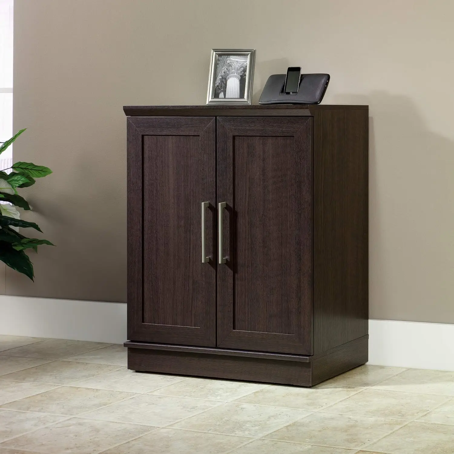 Base Storage Cabinet, Freestanding Wood Pantry Cupboard Organizer, Kitchen Dining Room Living Area Sideboard, Double Enclosed Doors With Adjustable Shelving, Rustic Farmhouse Style, Dakota Oak Finish