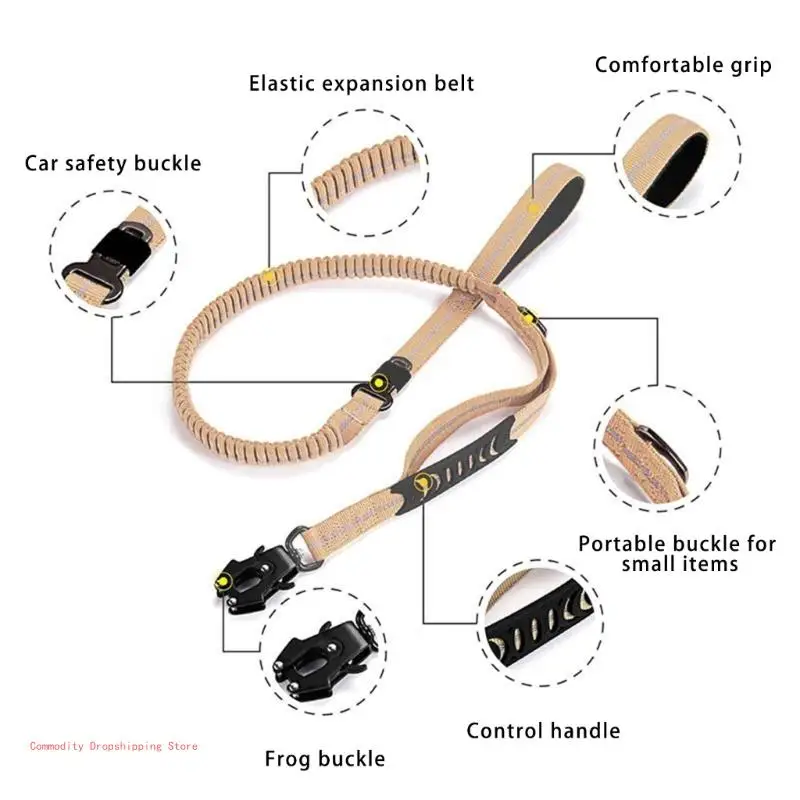 Pet Traction Leash with Secure Buckles Adjusting Dog Carseat Belt Nopull