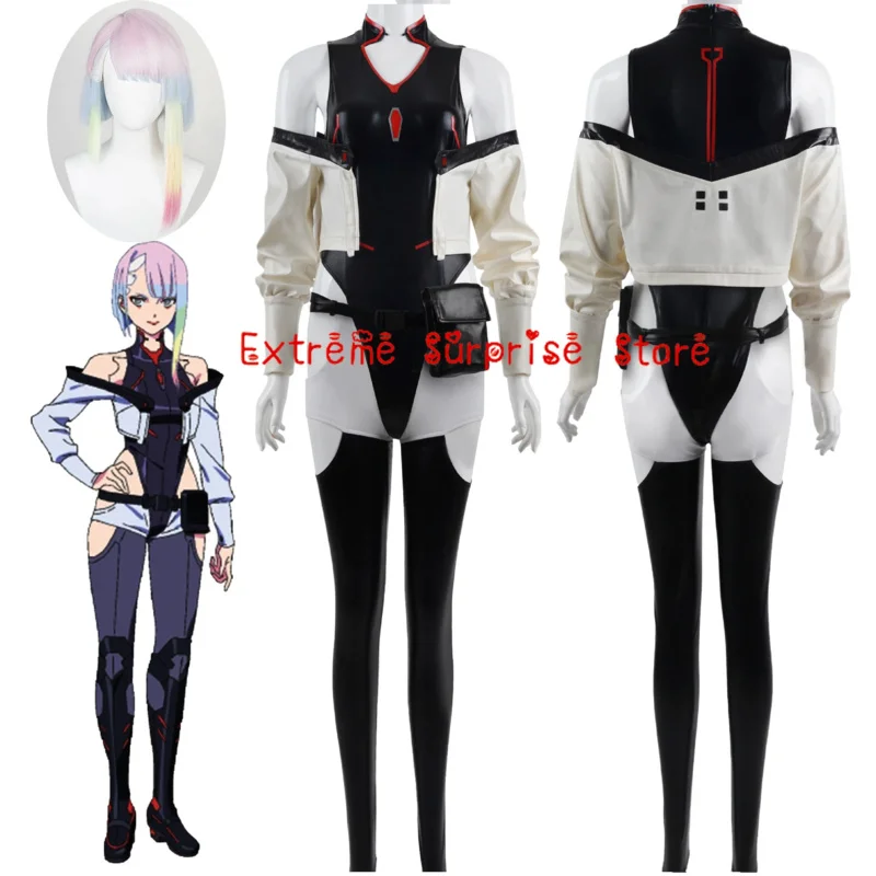 Anime Cyberpunk: Edgerunners Lucy Cosplay Costume Sexy Jumpsuit Outfits Role Play Lucy Wig Halloween Costume for Women Girl