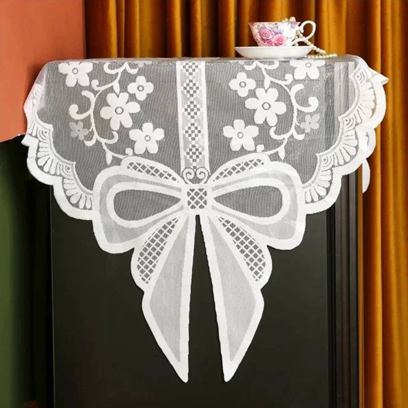 Creativity Butterfly Knot Table Flag Cover Scarf Lace Edge Dining Table Mat Refrigerator TV Cabinet Long Dust-proof Table Runner