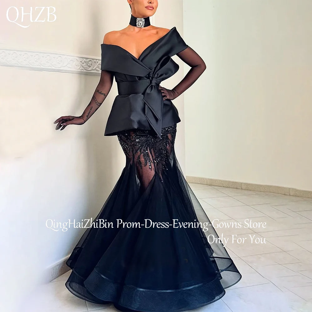 

Customized Sexy Black Long Evening Dresses for Special Occasions Off the Shoulder Floor-Length Women Gala Prom Party Gowns 2025