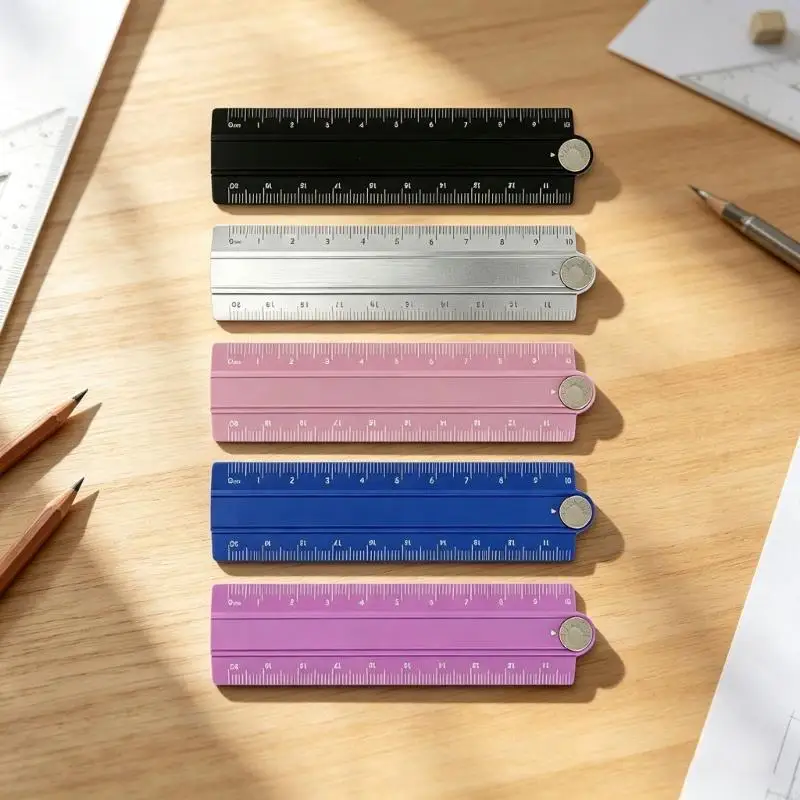Folding Ruler with Aluminum Alloy Body, Two-Section Pivoting Design and Lasering Engraved Mark for Measuring and Drawing M4YD