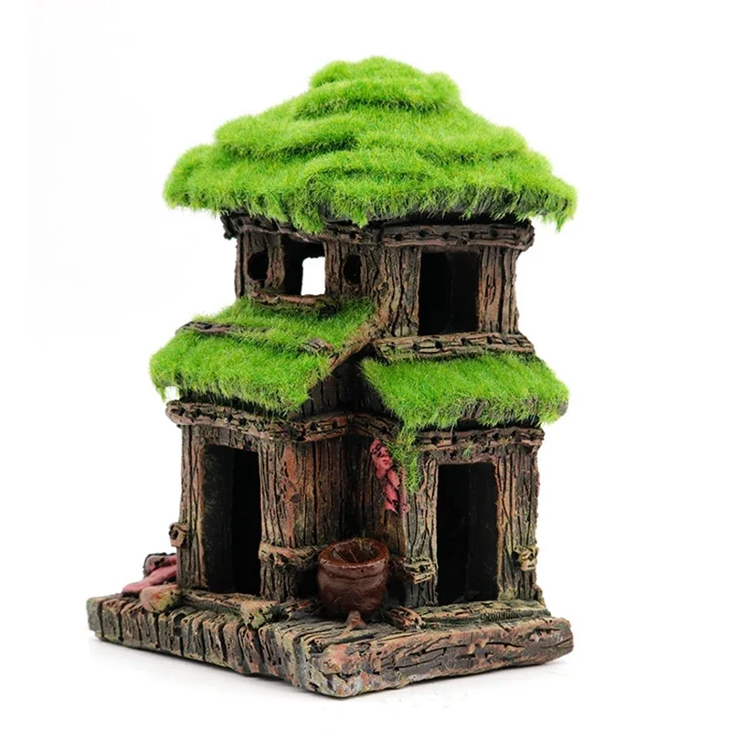 

Aquarium Decorations Resin Ancient House Decoration Ornament Cave Landscape Ornaments