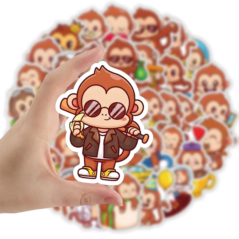 50 قطعة ملصقات القرد لطيف الحيوان الكرتون Stciekrs الكتابة على الجدران DIY بها بنفسك سجل القصاصات الأمتعة المحمول الهاتف سيارة الدراجة الشارات الاطفال اللعب الهدايا #2