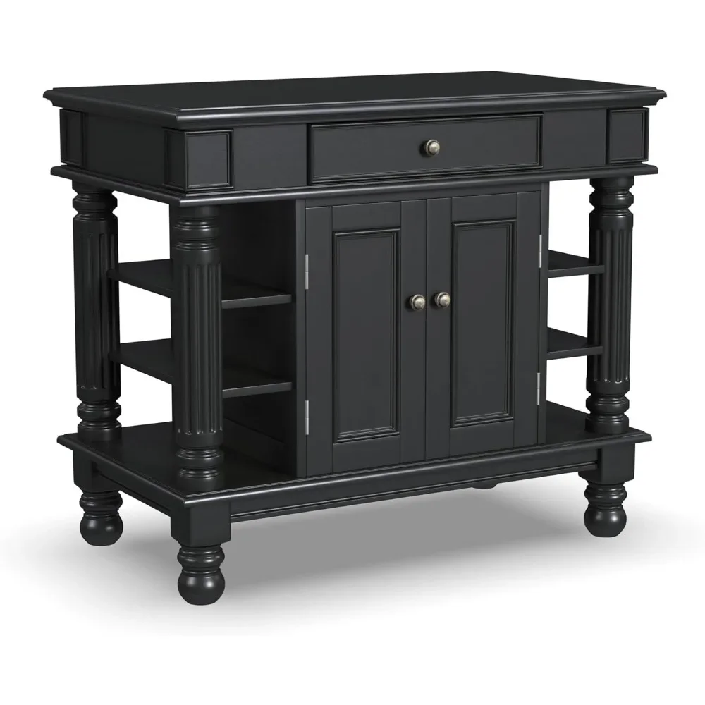 

Americana Black Kitchen Island with Open Shelving by Home Styles