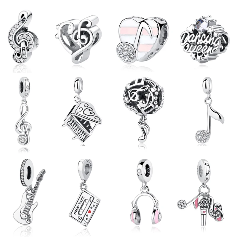 Original Silver Plated Charms Love Music Note Piano Pendant Beads Fit Pandora Bracelets Necklaces Women DIY Jewelry Gift