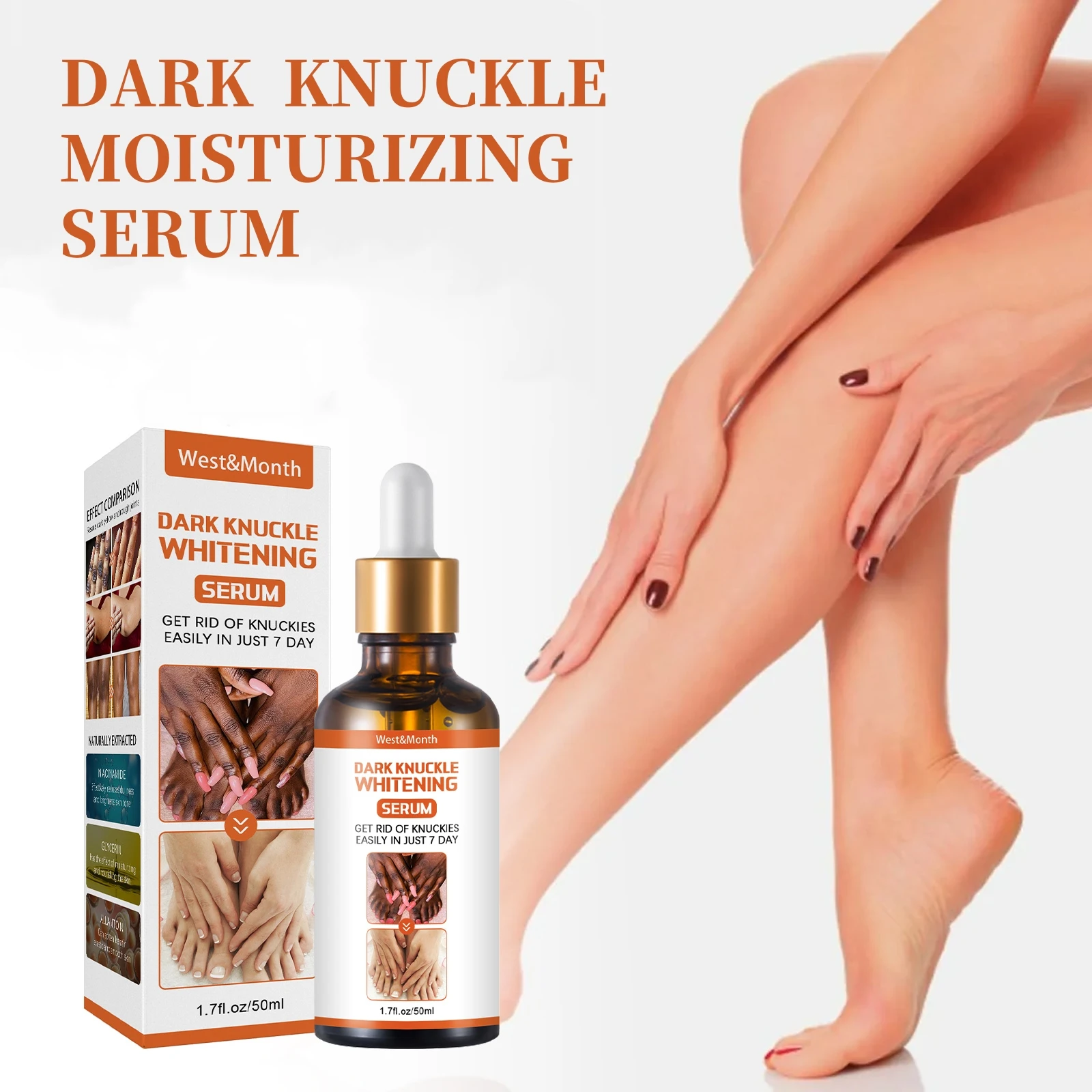 West&Month Dark Knuckle Whitening Serum, Hand Joint Skin Brightening Essence, Revitalizing And Smoothing Body Skin, Knuckle Care