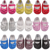 7 cm Bow Doll Shoes Cute Mini Leather Shoes For 43cm Baby New Born,American 18 Inch&OG,My Life Girl Doll Best Girl's Toy