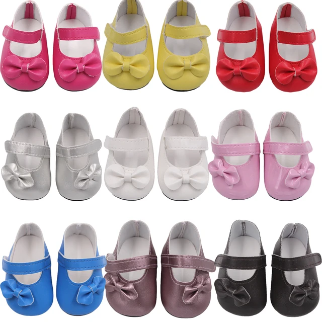 Buty dla lalek z kokardą 7 cm Śliczne mini skórzane buty dla 43 cm Baby New Born, American 18 Inch&OG, My Life Girl Doll Najlepsza zabawka dla dziewczynki