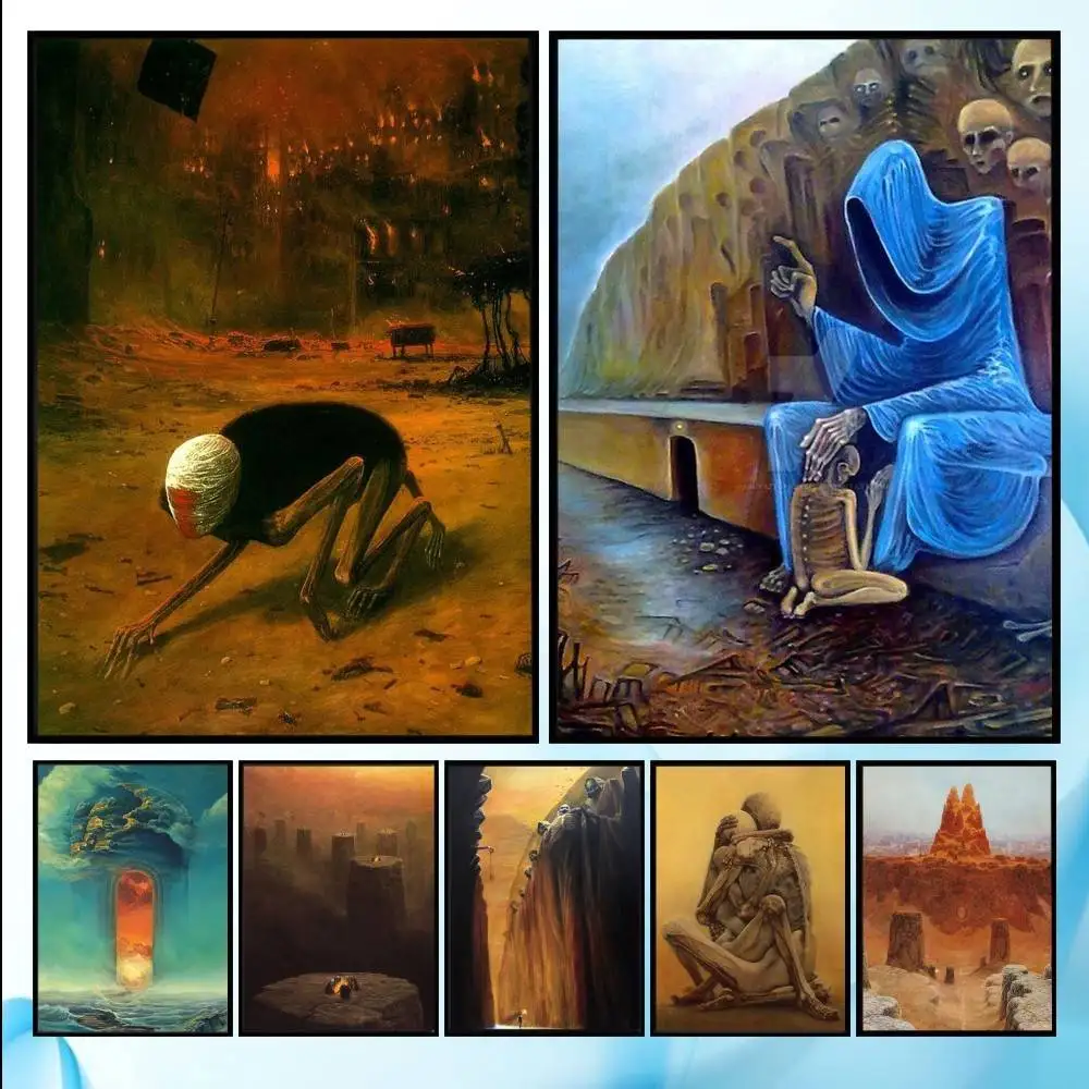 Z-ZdzislawBeksinskis Kunstposter, HD-Kunst, klebrige Wand, wasserdicht, für Zuhause, Wohnzimmer, Schlafzimmer, Bar, ästhetische Dekoration