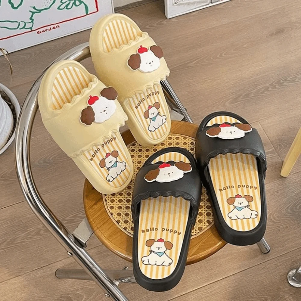 

Верхняя обувь Y2K, тапочки для щенков, женские тапочки на толстой подошве с рисунком собаки, нескользящие толстые шлепанцы на платформе, сандалии