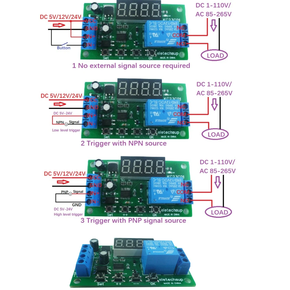 Multifunction Pulse Counter Delay Time Relay Simple PLC Module DC 5V 12V 24V