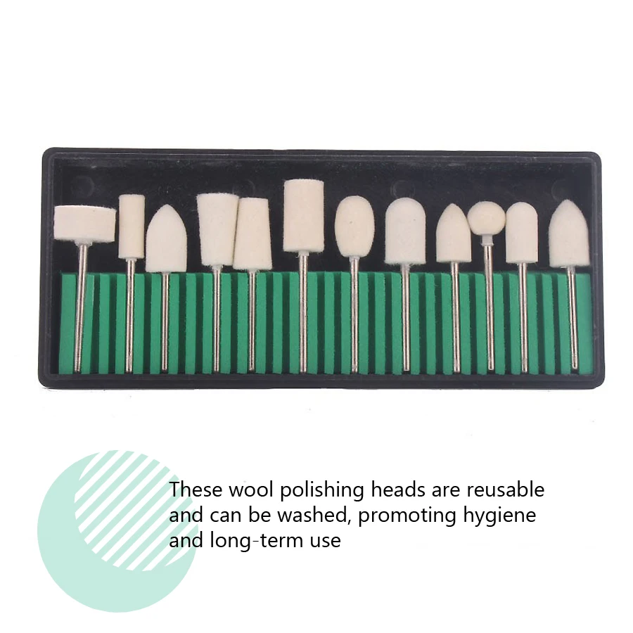 12Pcs Wool Polishing Drill Bits Set, Nail Sponge Drill Cone for Electric Nail File Manicure Polishing and Buffing