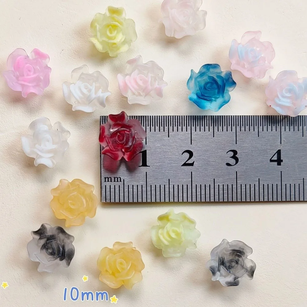 -Geist Blume leuchtende Kamelie Zubehör Farbverlauf Süßigkeiten Mix Farben Rose Dekoration kreative DIY Blumen form Harz Ornament 404