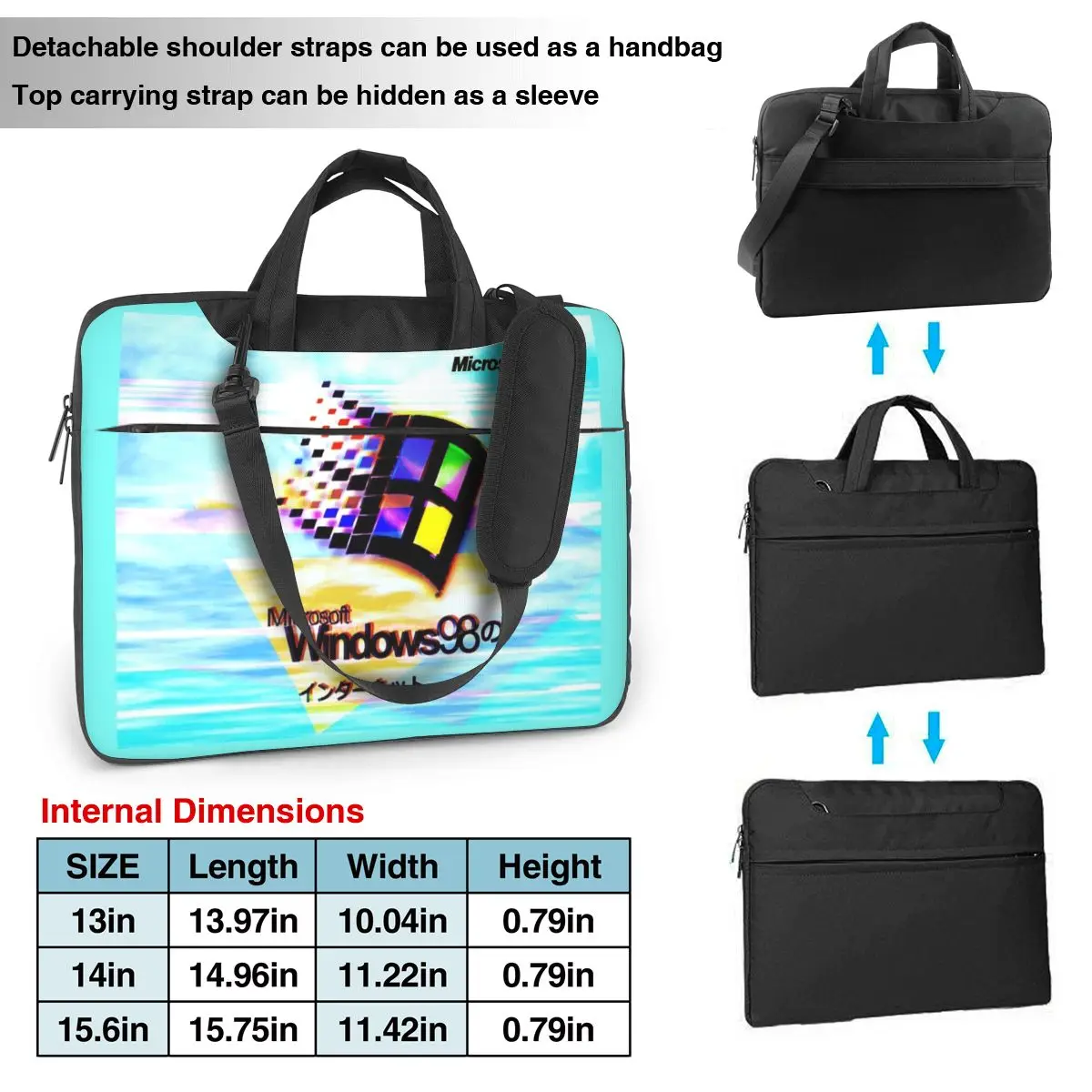 Windows Vaporwave Laptop Bag Shockproof Case Computer Bag 13 14 15.6 Inch Crossbody Laptop Pouch For Macbook Pro Air