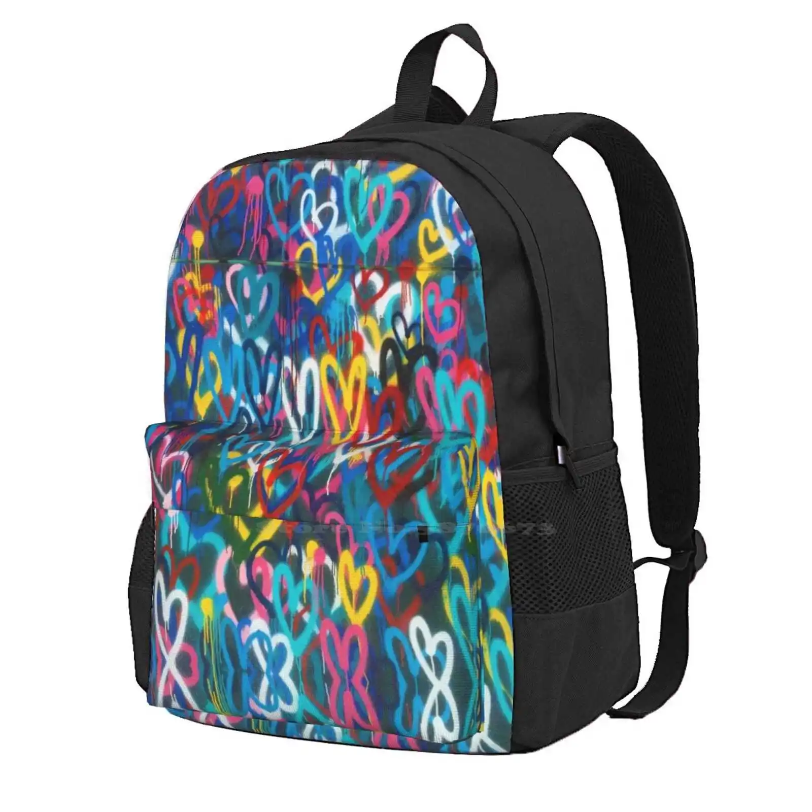 Graffiti Hearts Love School Bags para adolescentes, sacos de viagem para laptop, cores coloridas, crianças, vandalismo