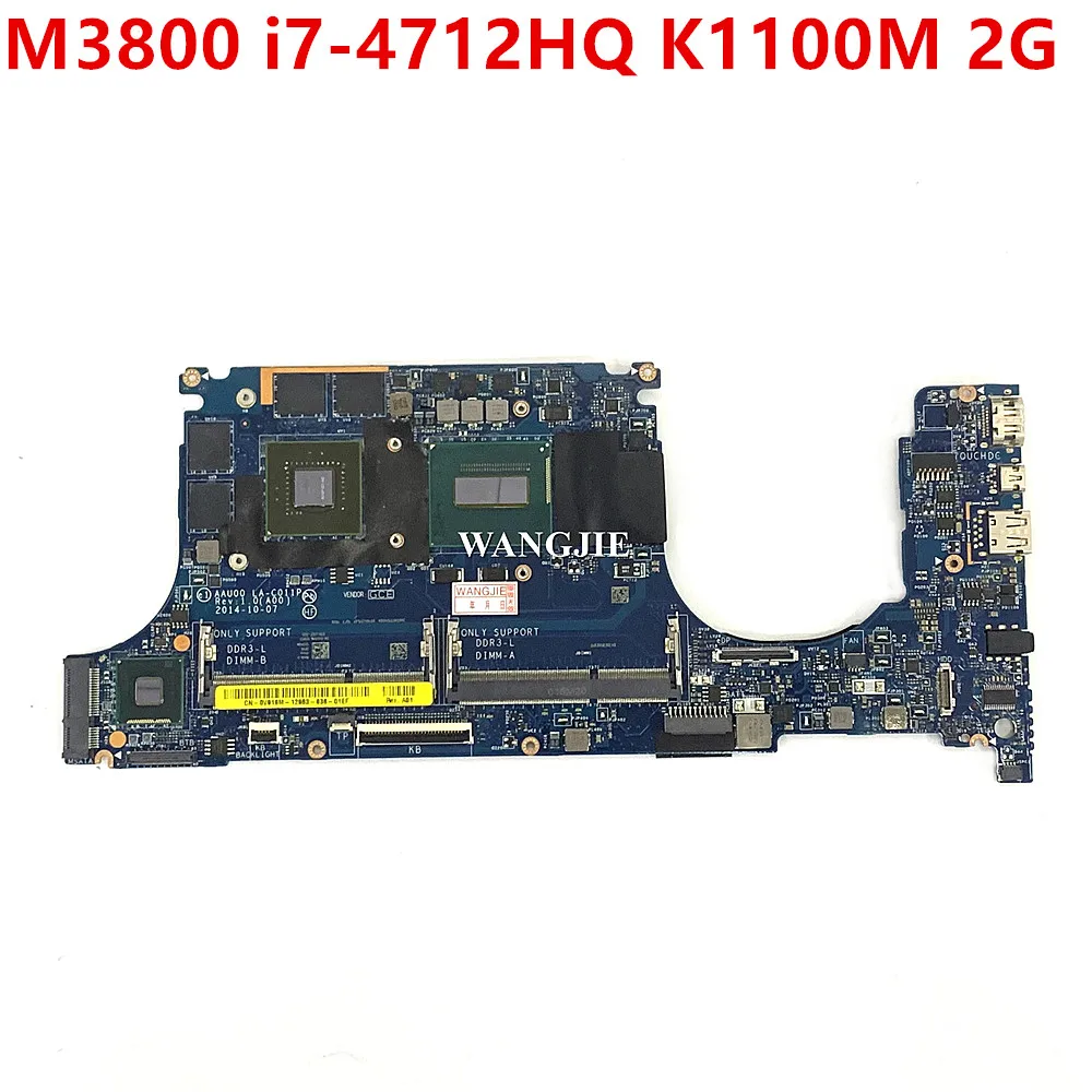 

For DELL Precision M3800 Laptop Motherboard SR1PZ i7-4712HQ CPU K1100M 2G GPU 0V919M V919M AAU00 LA-C011P DDR3 Mainboard