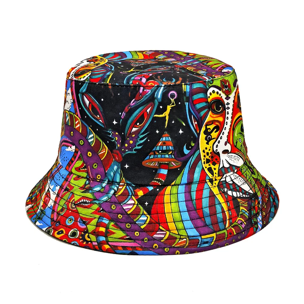 Sombrero de Pescador con Estampado de Moda para Mujer y Hombre, Protección Solar para Verano, Viajes, Playa, Unisex, Decorativo, Estilo Panamá, Hip Hop, Urbano